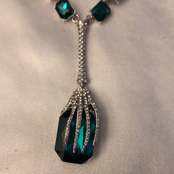 Betsey Johnson Silver Tone Skeleton Hand Y Drop Pendant Necklace Crystal NWT - Picture 5 of 16